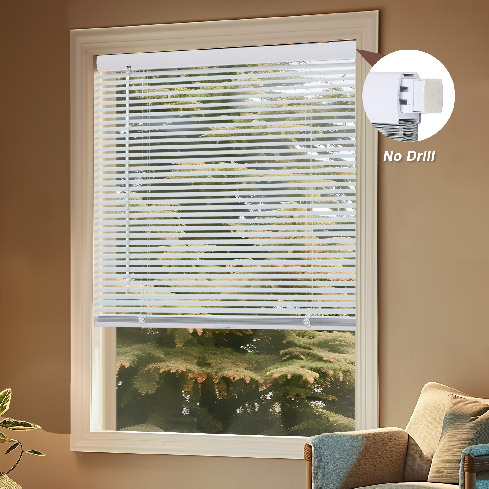 No Drill No Tools 1" Mini Blinds