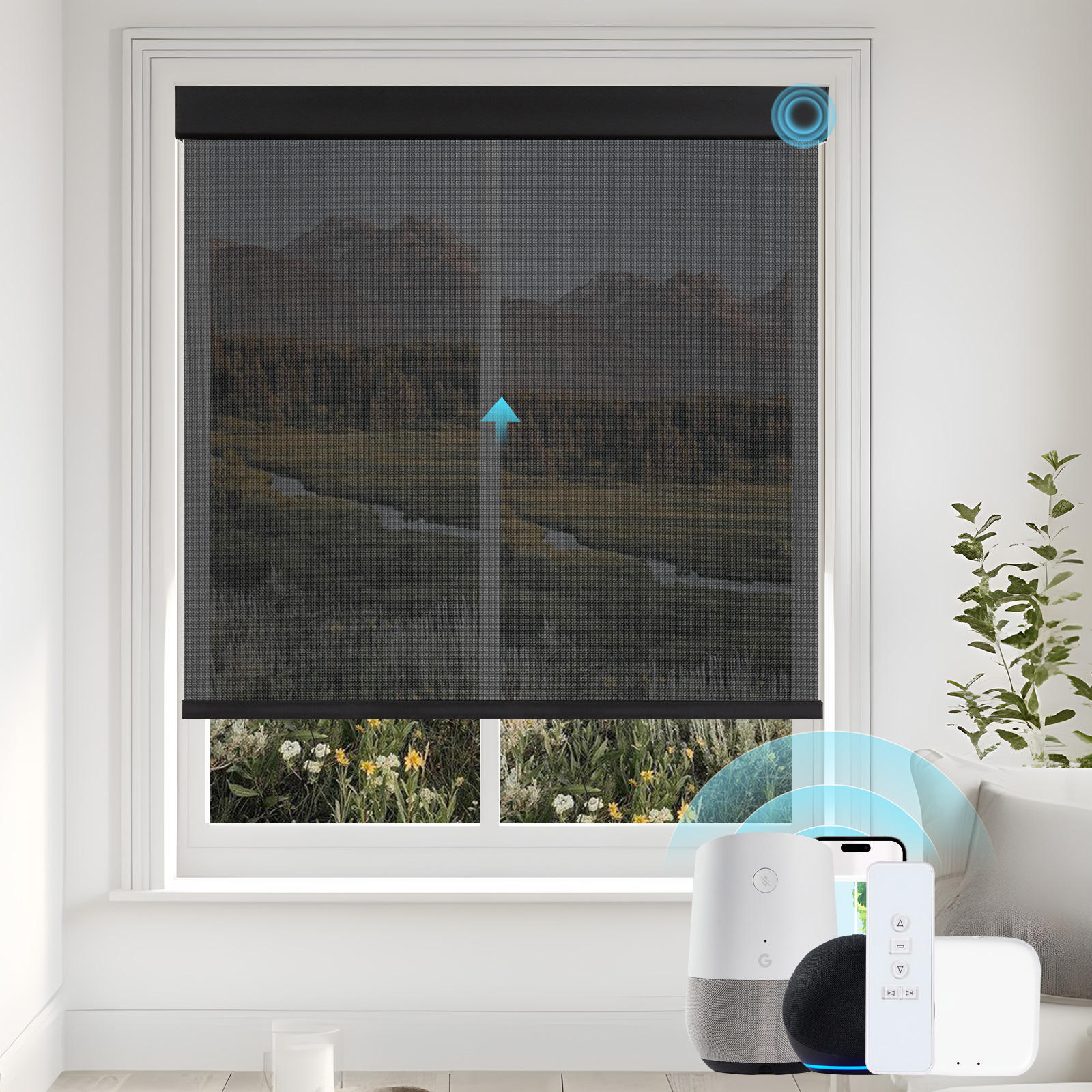 A-OK Motorized Solar Shades with 1%/3%/5% Openness